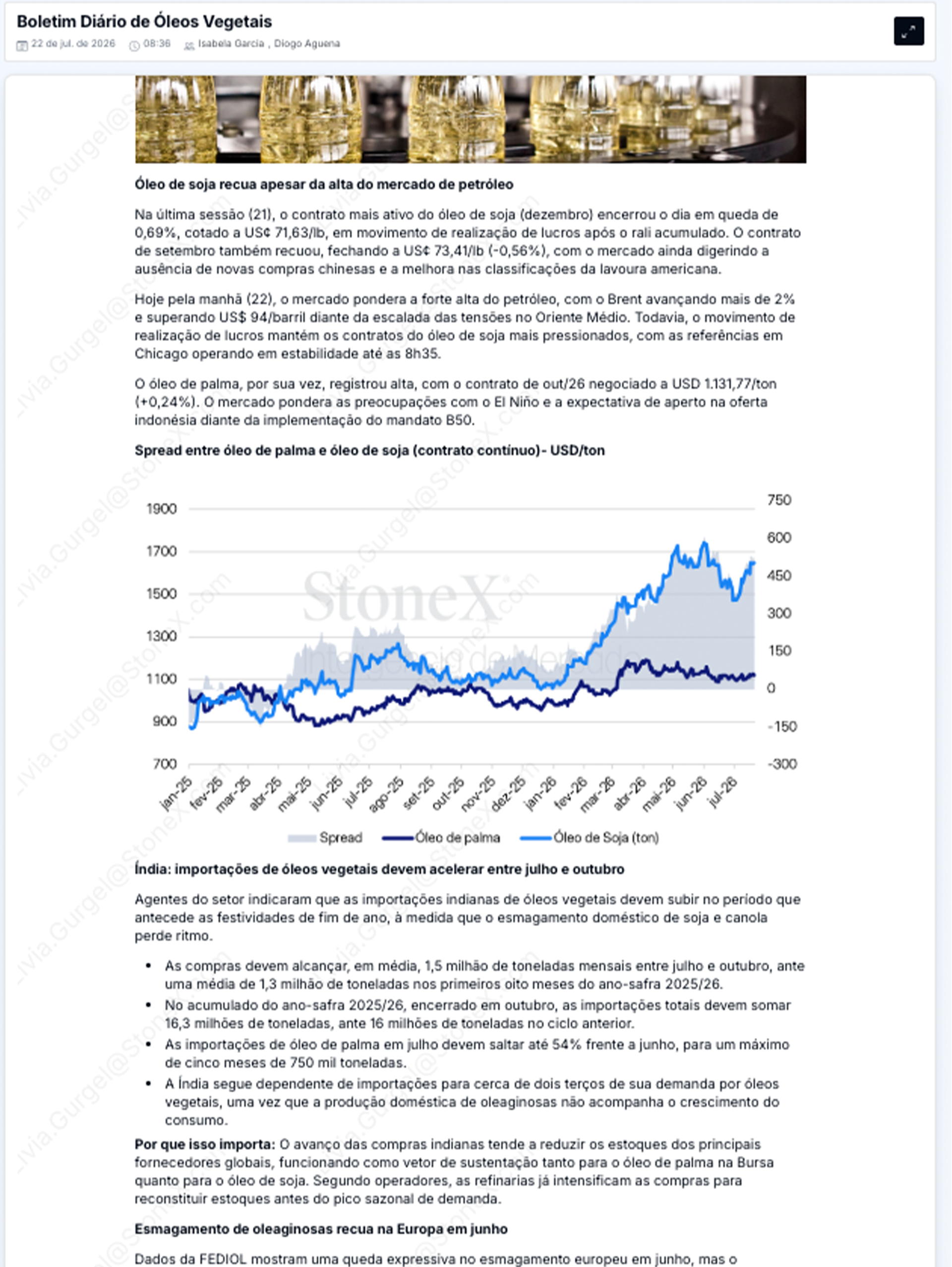 Óleos Vegetais Premium - Relatórios de Mercado