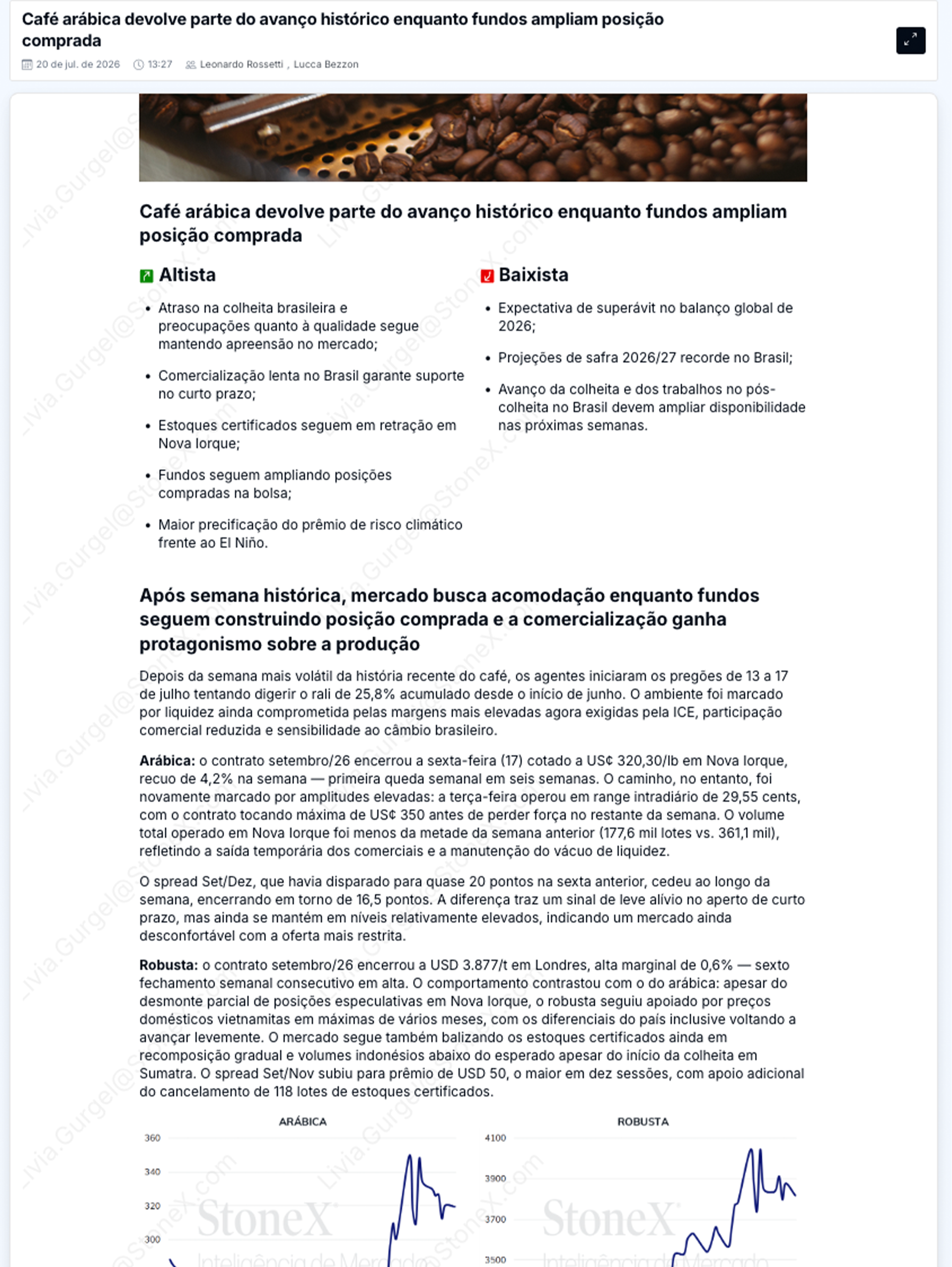 Café Premium - Relatórios de Mercado